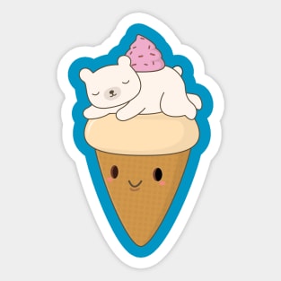 Kawaii Polar Bear Ice Cream Sticker